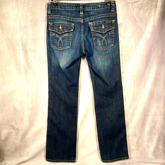 Calvin Klein Jeans Women's Size 8 Lean Bootcut Dark Wash Flap Pocket EUC - Picture 9 of 15
